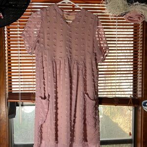 Textured Midi Dress blush color